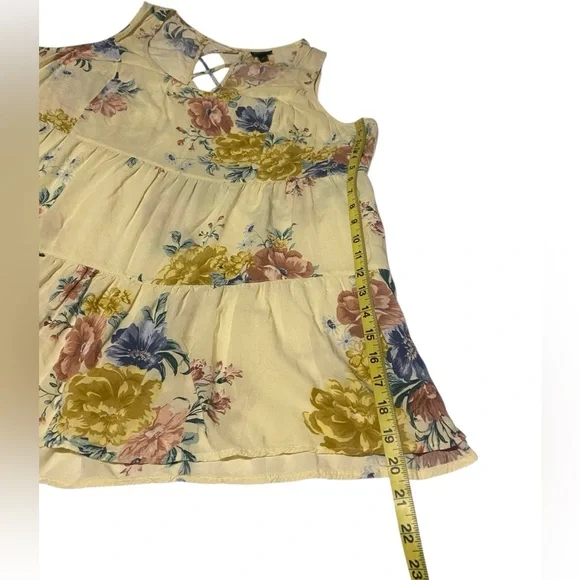 Torrid Floral Tiered Top Womens 2X Yellow Sleeveless Challis Fairy Cottage Comfy - Picture 11 of 16